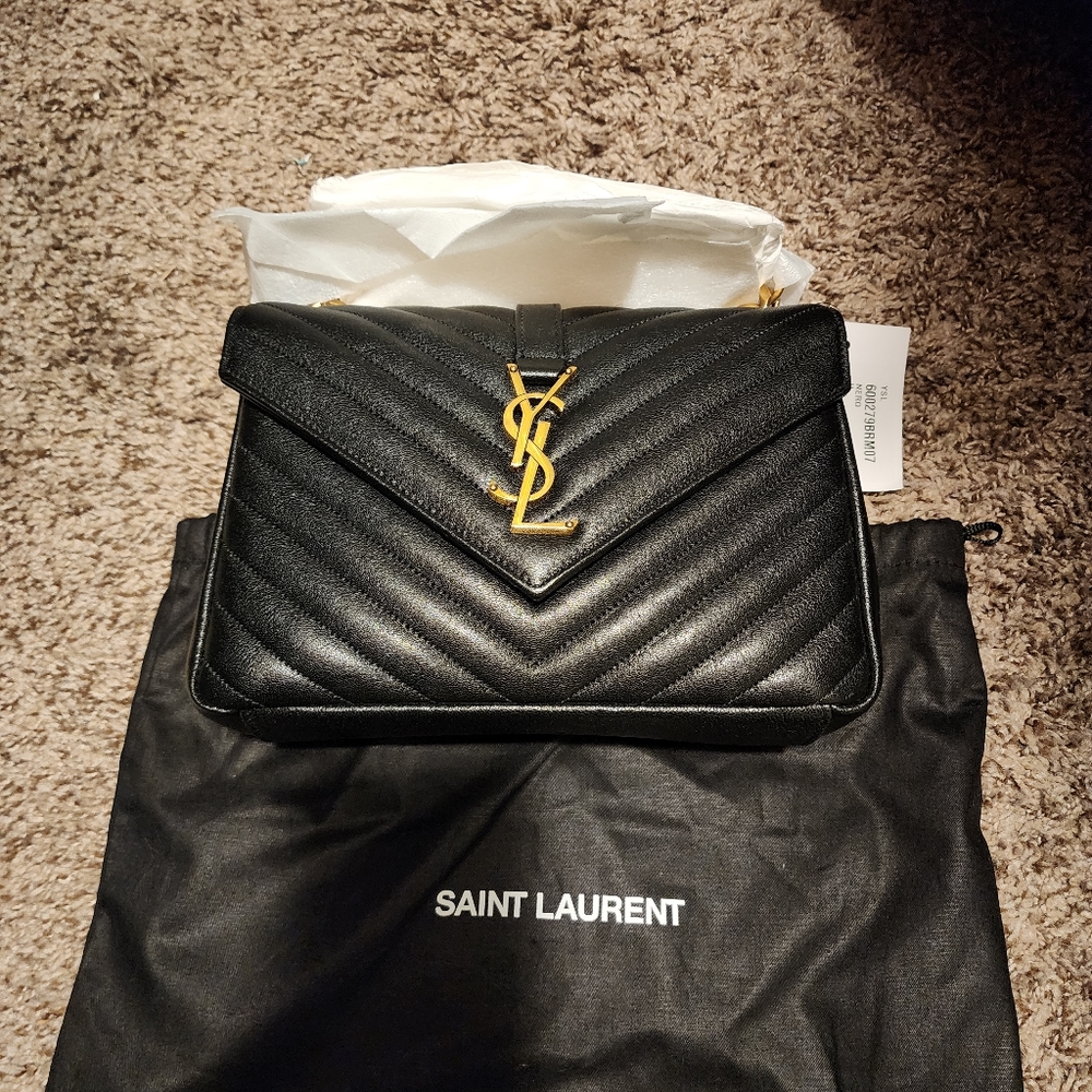 YSL Black Medium Collège Matelassé Leather Bag - Picture 7 of 10